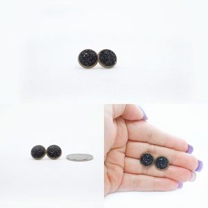 Black Druzy Studs